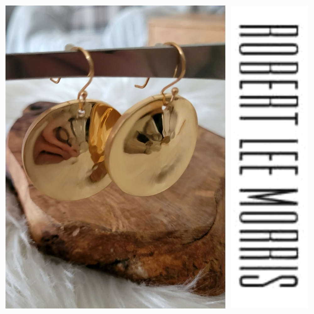 ROBERT LEE MORRIS Gold Disc Earrings